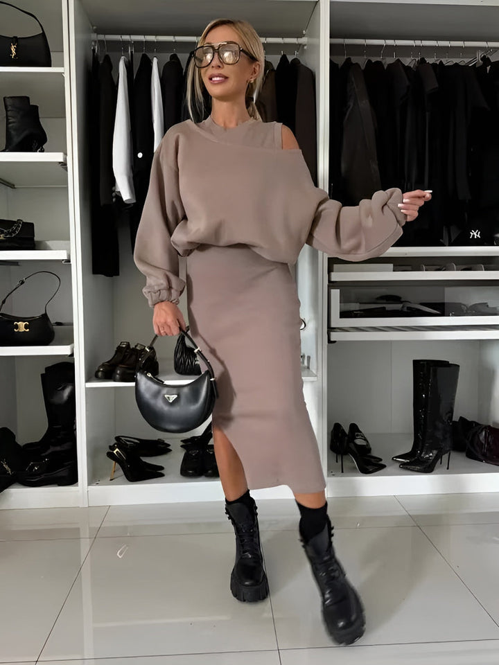 Aria - Elegant Two-piece Set (Dress + Pullover)