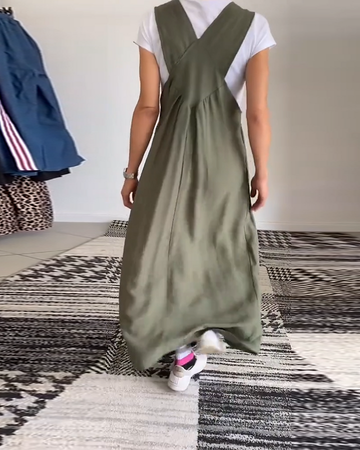 Grace - Casual Solid Color Suspenders Dress