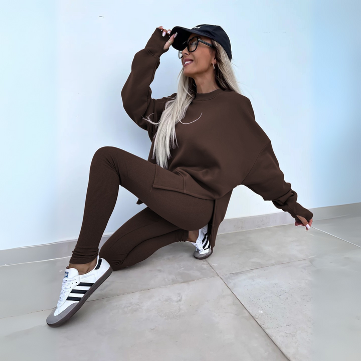Yachi™ - Casual Long Sleeve Sweatshirt and Pants Set