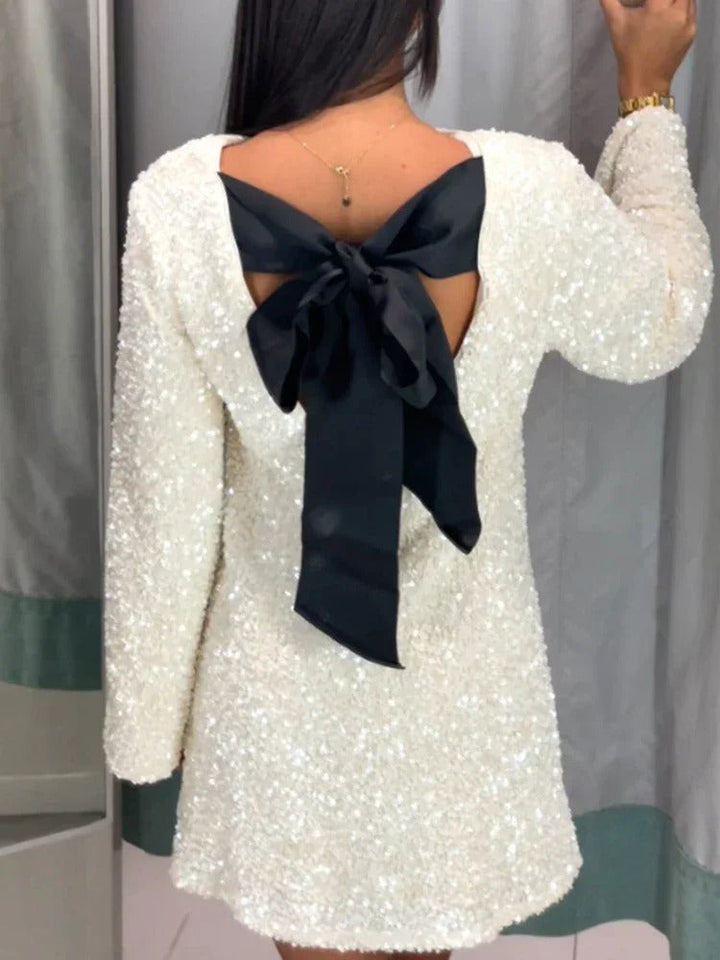 Zoe™ - Stylish Glitter Dress with Bow