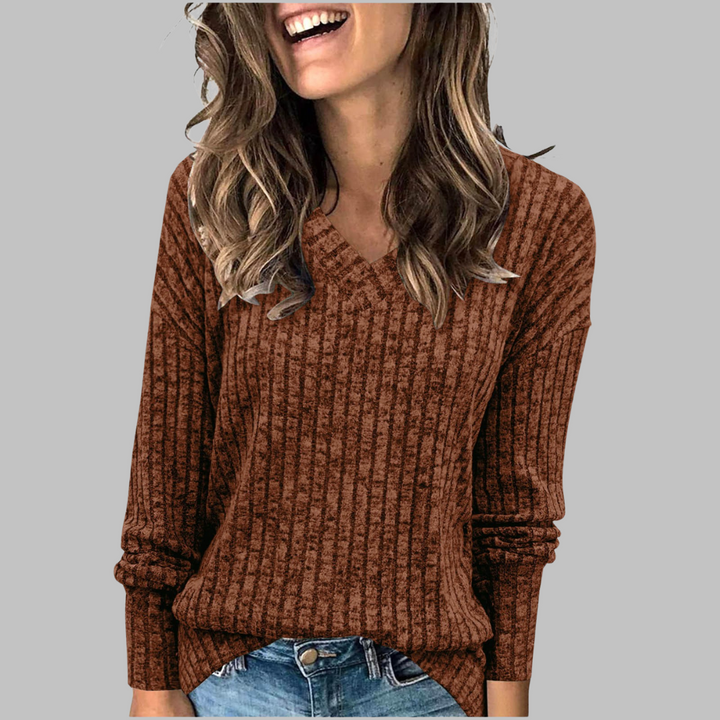 Deri | Comfy V-Neck Long Sleeve Sweater