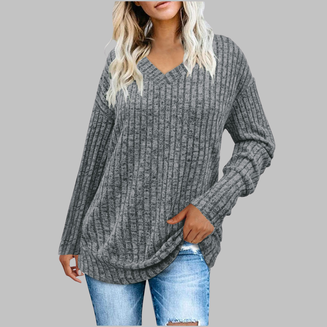 Deri | Comfy V-Neck Long Sleeve Sweater