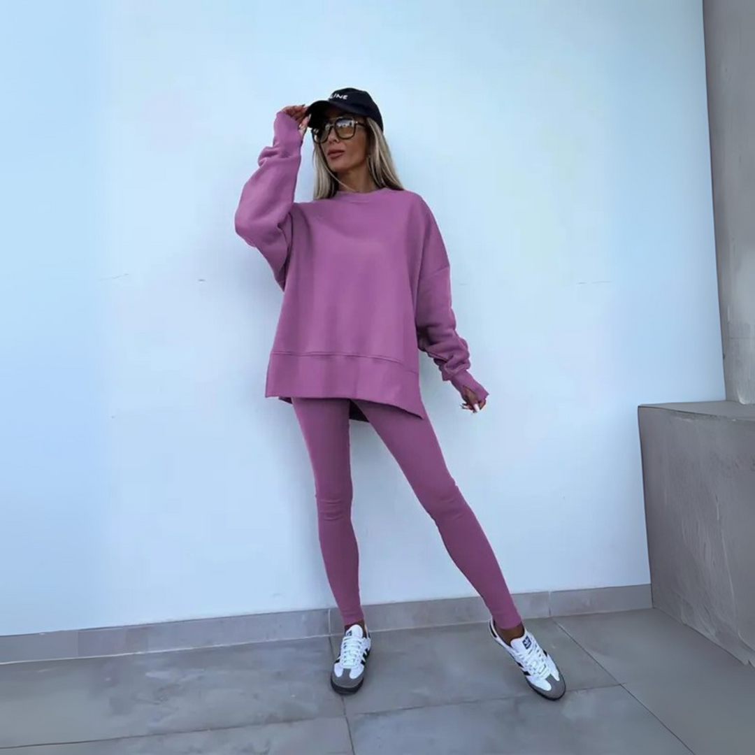 Yachi™ - Casual Long Sleeve Sweatshirt and Pants Set