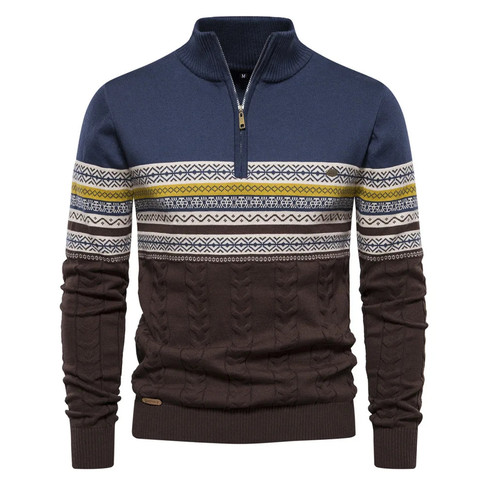 Henry - Stylish Fair Isle Half Zip Sweater