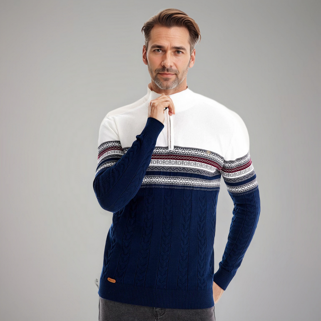 Henry - Stylish Fair Isle Half Zip Sweater