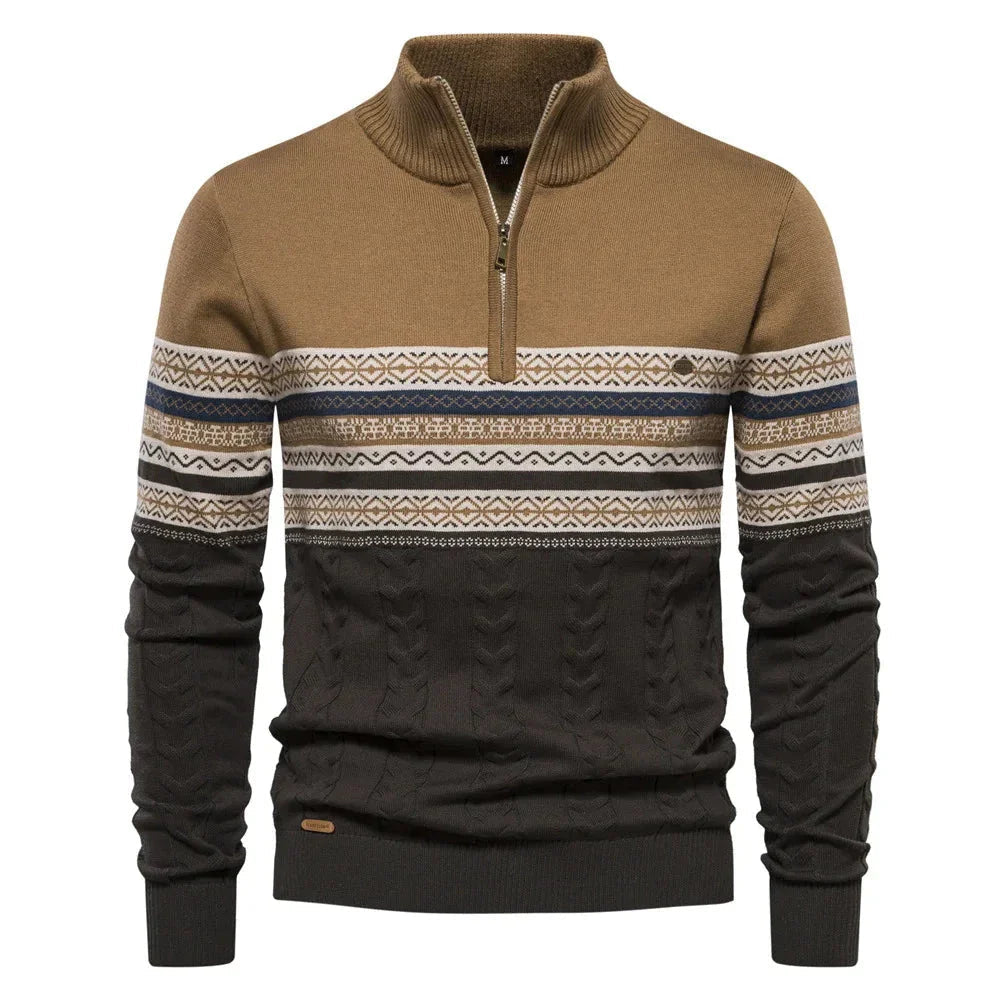 Henry - Stylish Fair Isle Half Zip Sweater