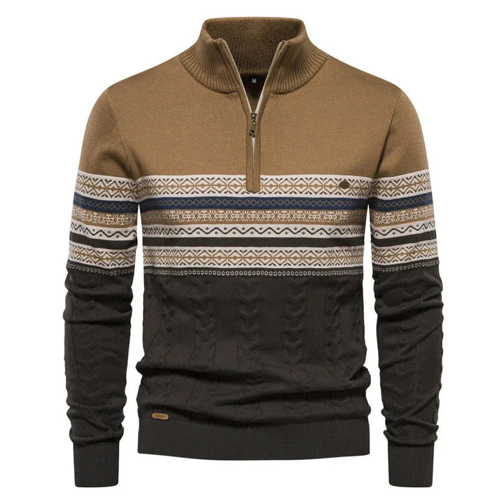 Henry - Stylish Fair Isle Half Zip Sweater