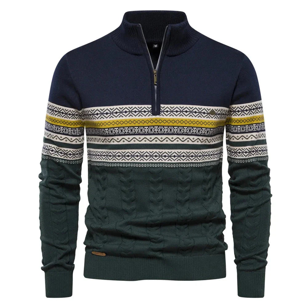 Henry - Stylish Fair Isle Half Zip Sweater