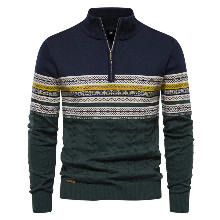 Henry - Stylish Fair Isle Half Zip Sweater