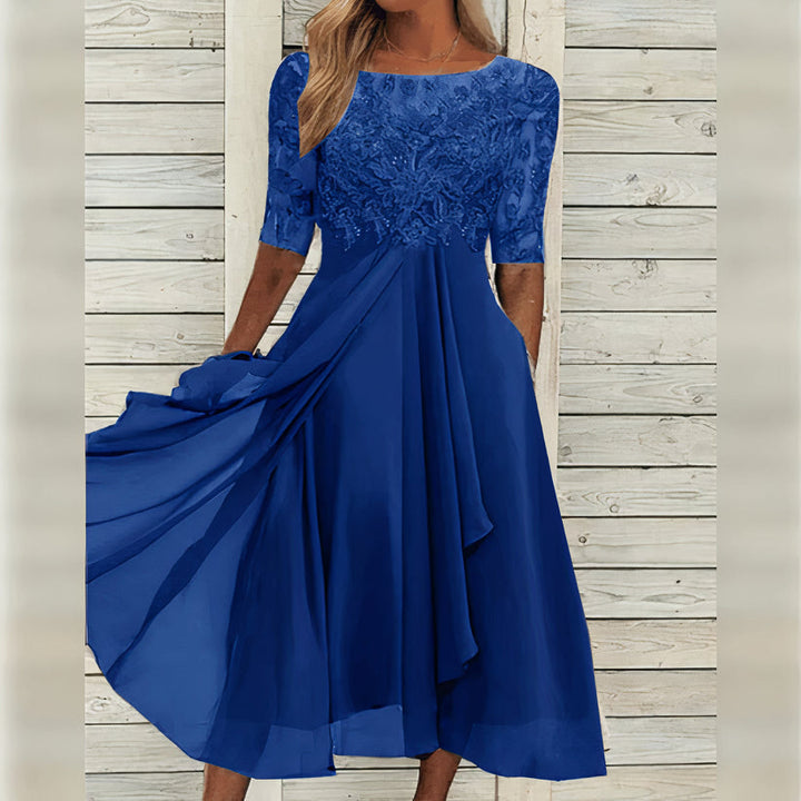 Scarlett™ - Lace Sleeve Midi Dress