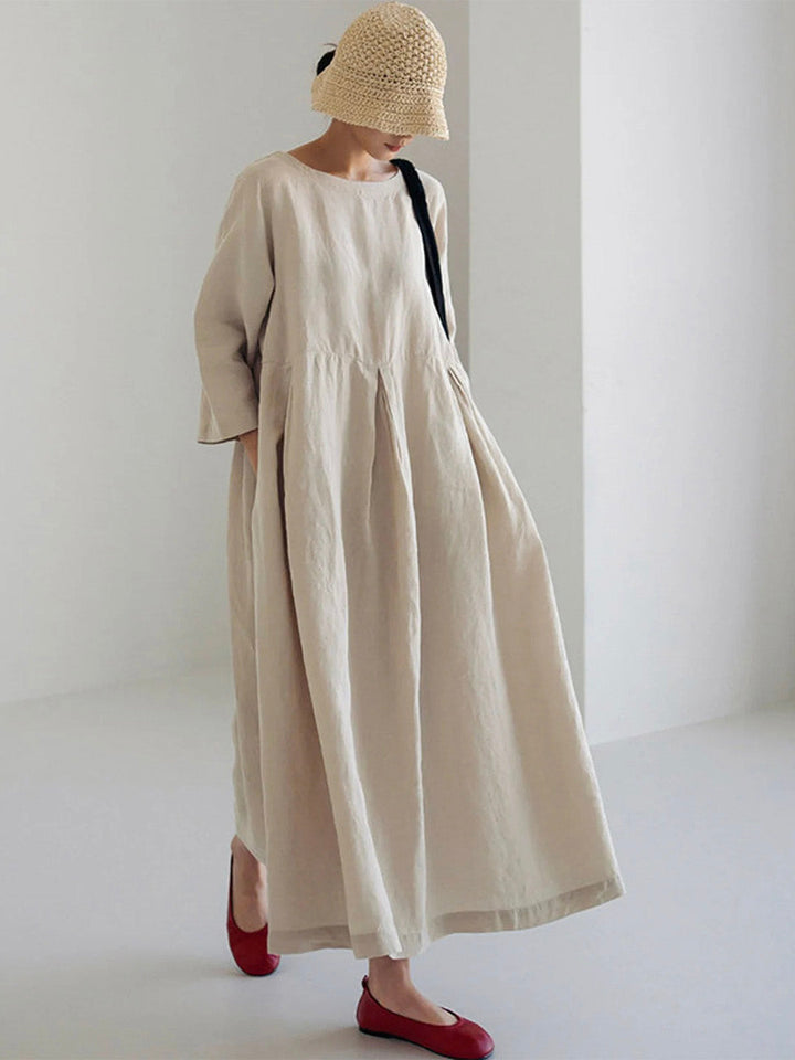 Luna - Loose Linen Dress with Side Pockets