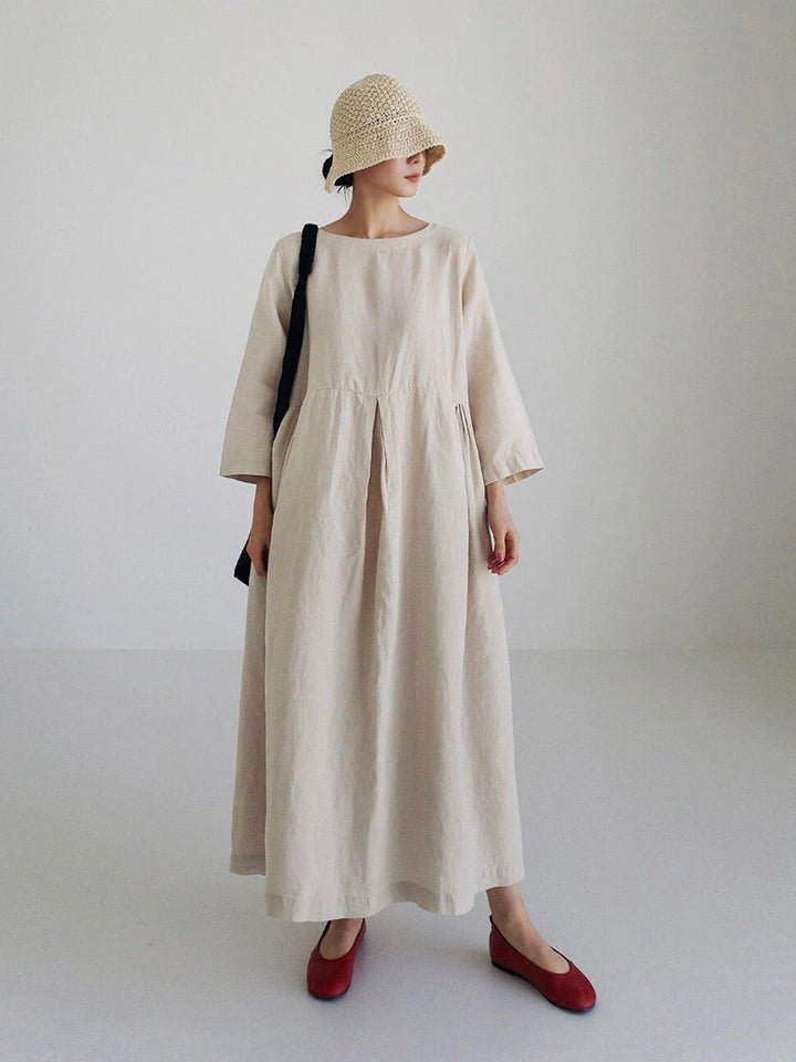Luna - Loose Linen Dress with Side Pockets