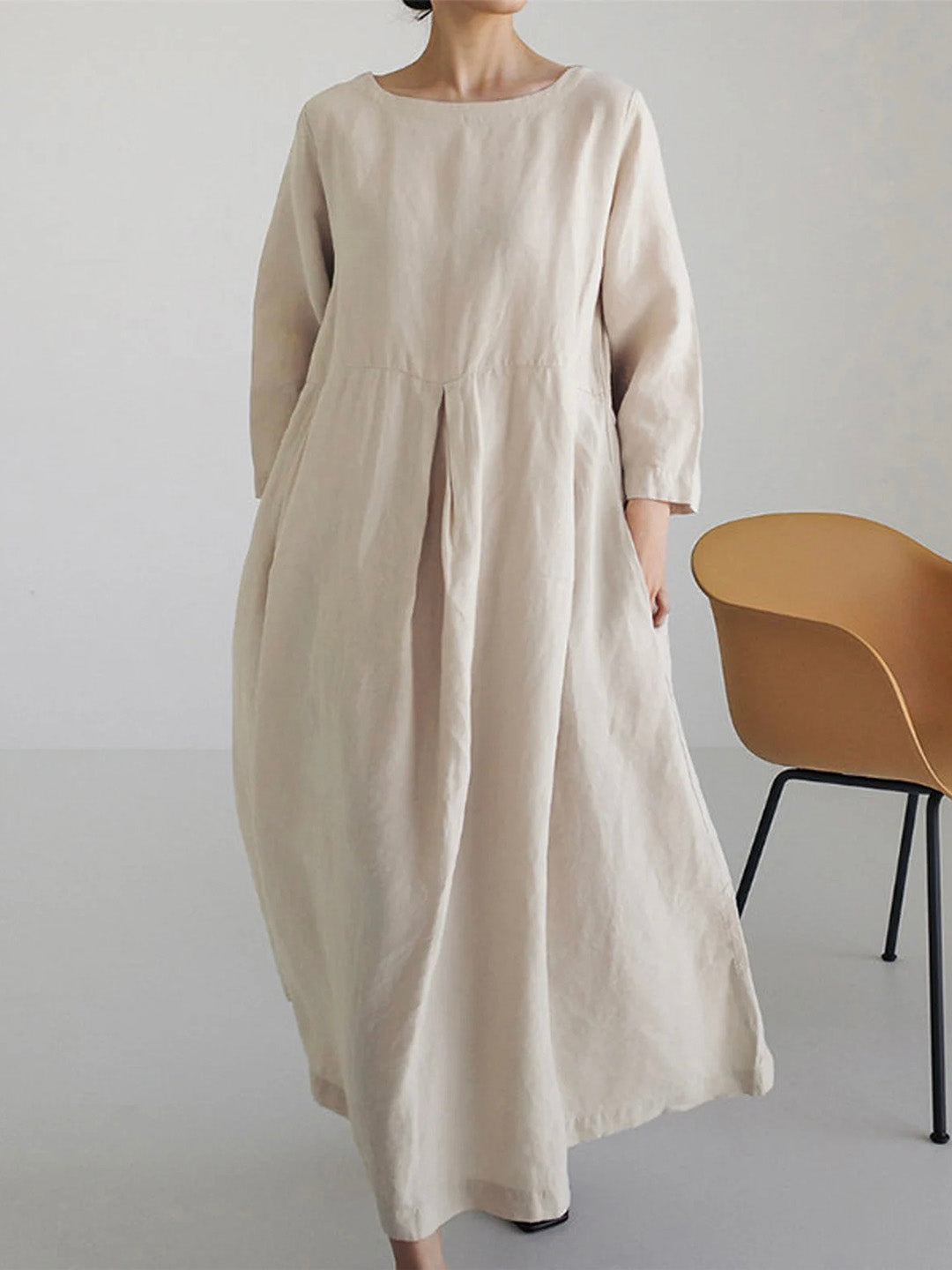 Luna - Loose Linen Dress with Side Pockets