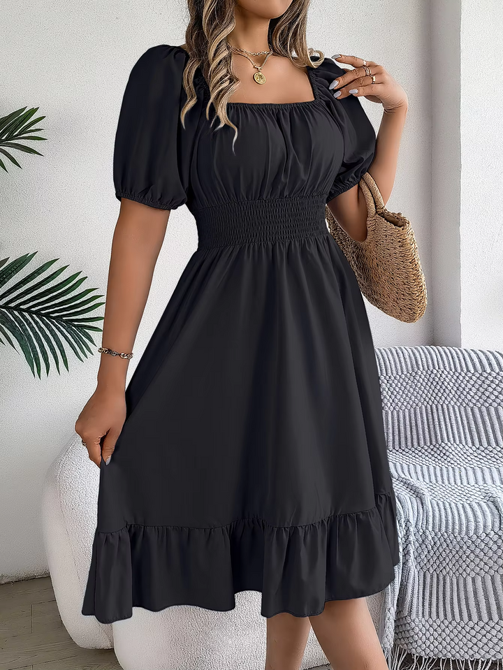 Riley - Stylish Short Sleeve V Neck Linen Dress