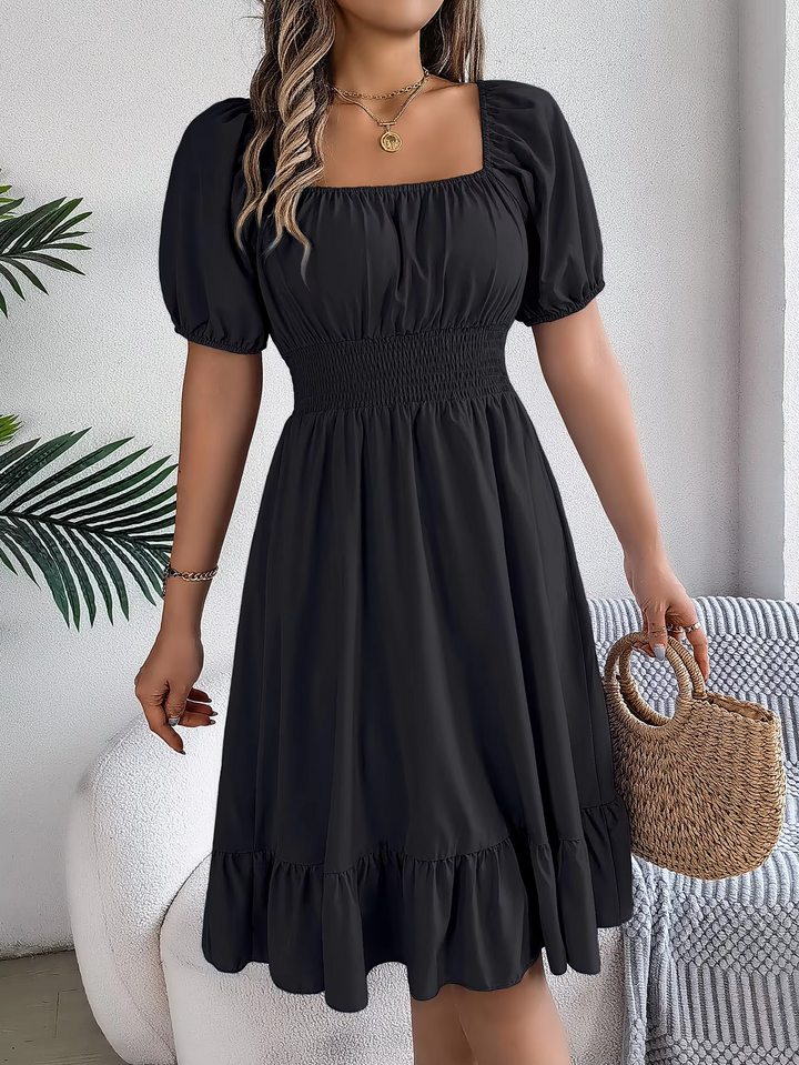 Riley - Stylish Short Sleeve V Neck Linen Dress