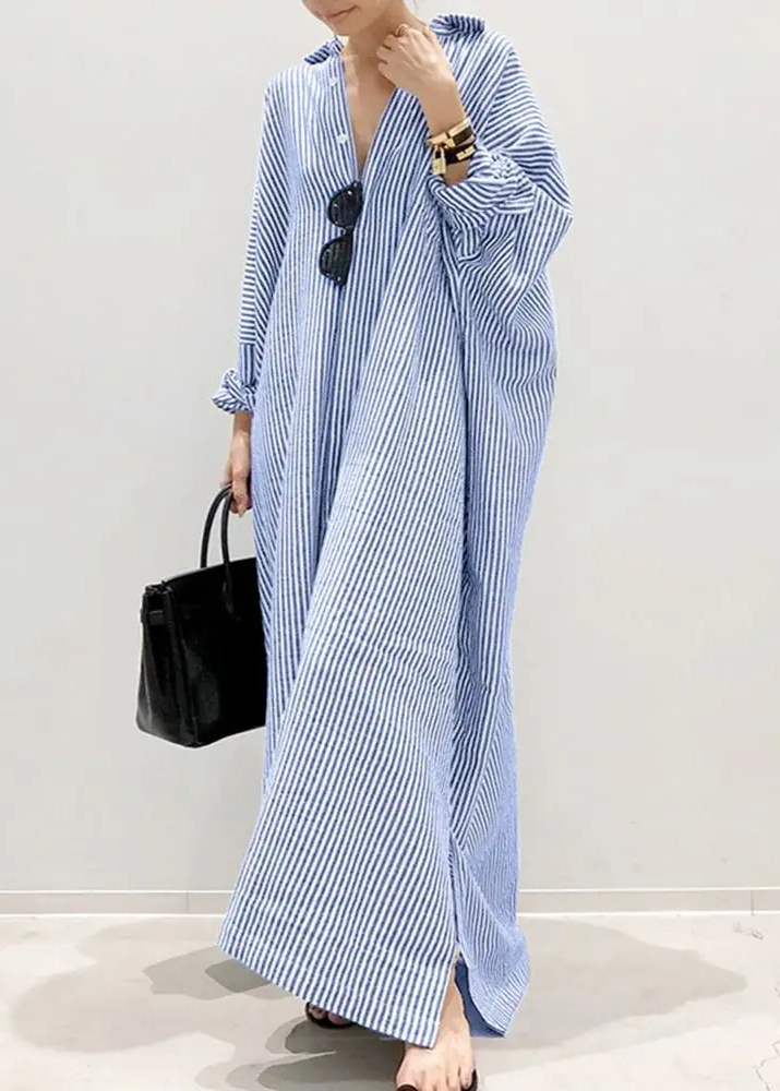 Alyssa™ - Stylish Puff Sleeve Stripe Printed Maxi Dress