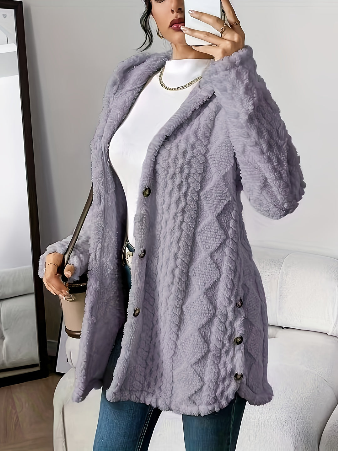 Brielle™ – Plush Hooded Cardigan Coat