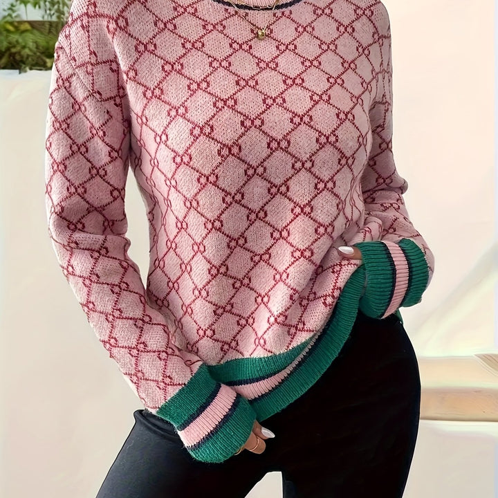 Elodie™ – Geometric Knit Sweater