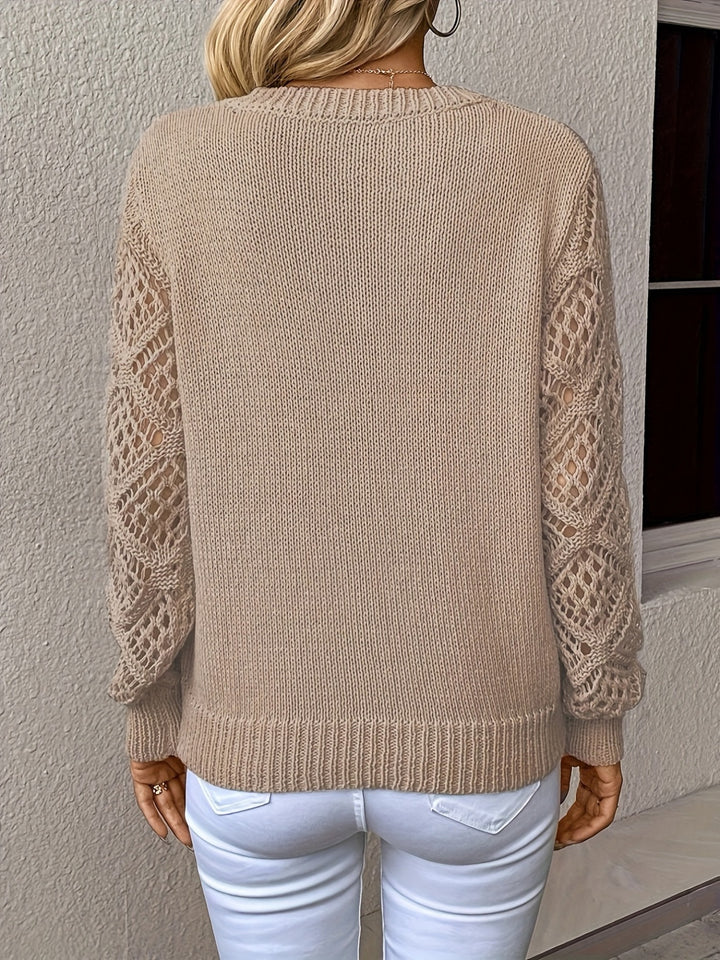 Lila™ – Hollow Knit V-Neck Sweater