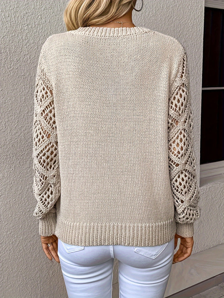Lila™ – Hollow Knit V-Neck Sweater
