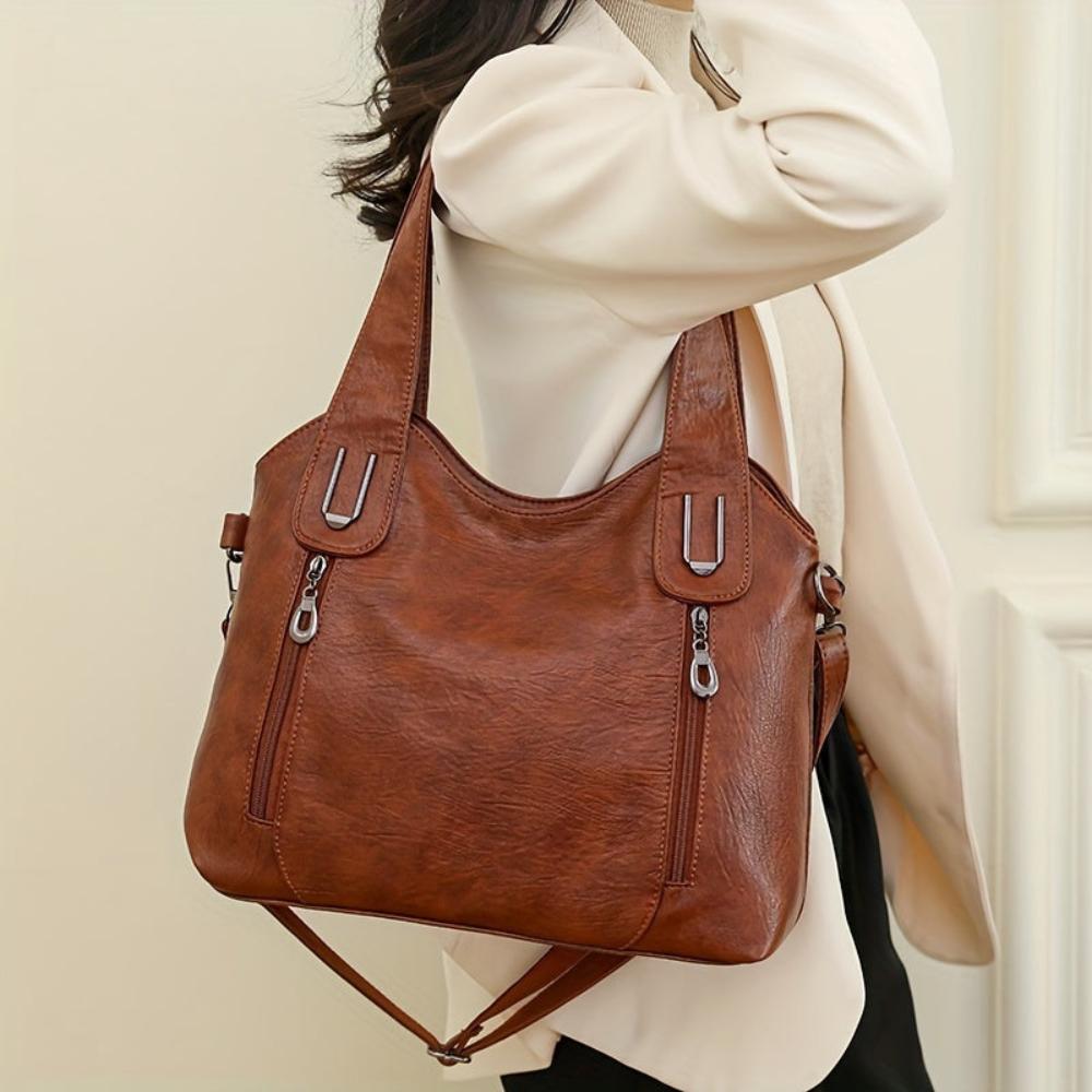 Lily™ Luxe Statement I Retro Tote Shoulder Leather Bag
