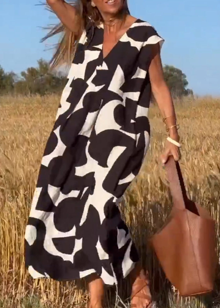 Aria™ - Soft Flowy V-neck Printed Dress