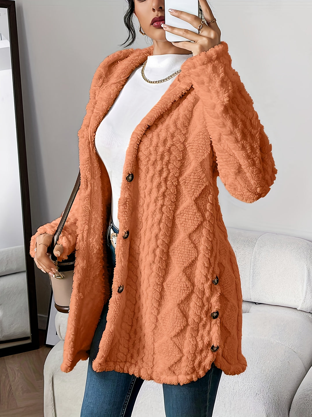 Brielle™ – Plush Hooded Cardigan Coat
