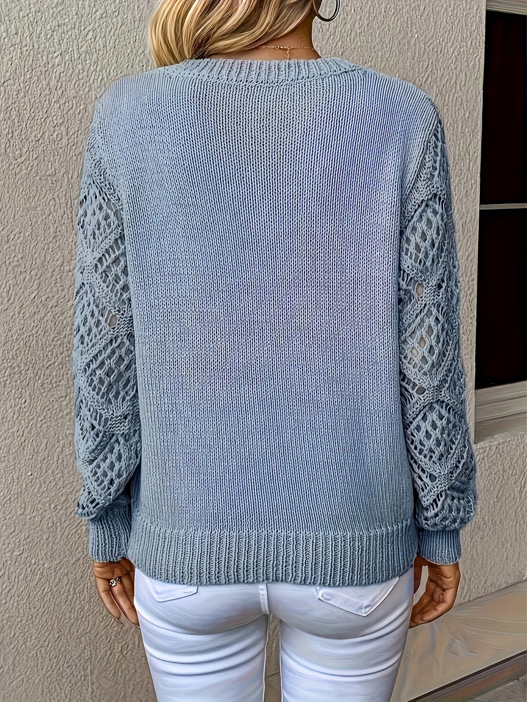 Lila™ – Hollow Knit V-Neck Sweater