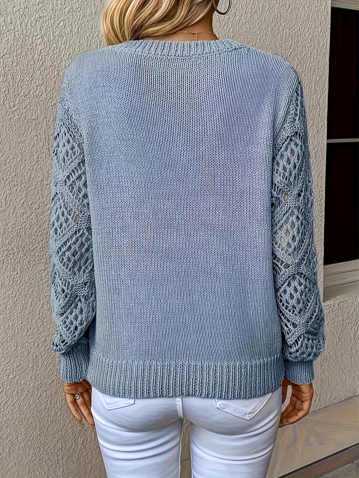 Lila™ – Hollow Knit V-Neck Sweater