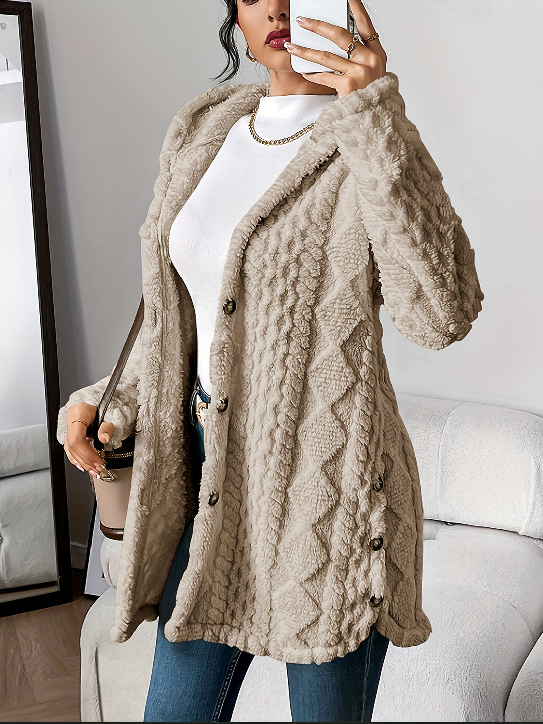 Brielle™ – Plush Hooded Cardigan Coat