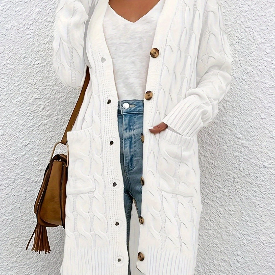 Emilia™ – Long V-Neck Knit Cardigan