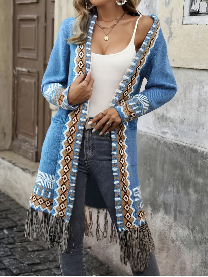 Freya™ – Boho Fringe Knit Cardigan