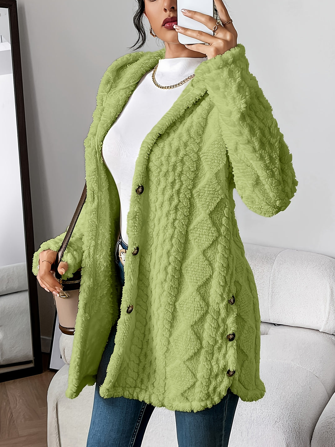 Brielle™ – Plush Hooded Cardigan Coat