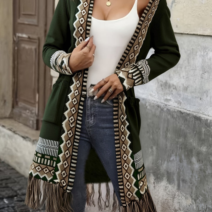 Freya™ – Boho Fringe Knit Cardigan