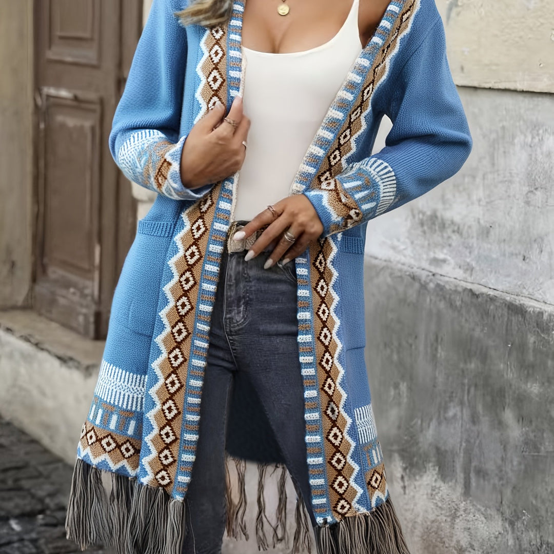 Freya™ – Boho Fringe Knit Cardigan