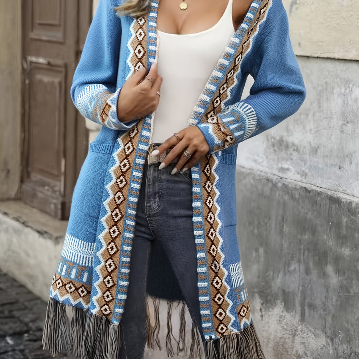 Freya™ – Boho Fringe Knit Cardigan