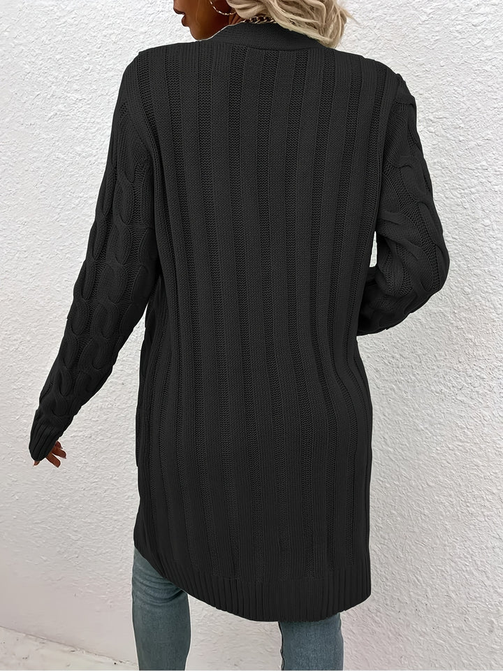 Emilia™ – Long V-Neck Knit Cardigan