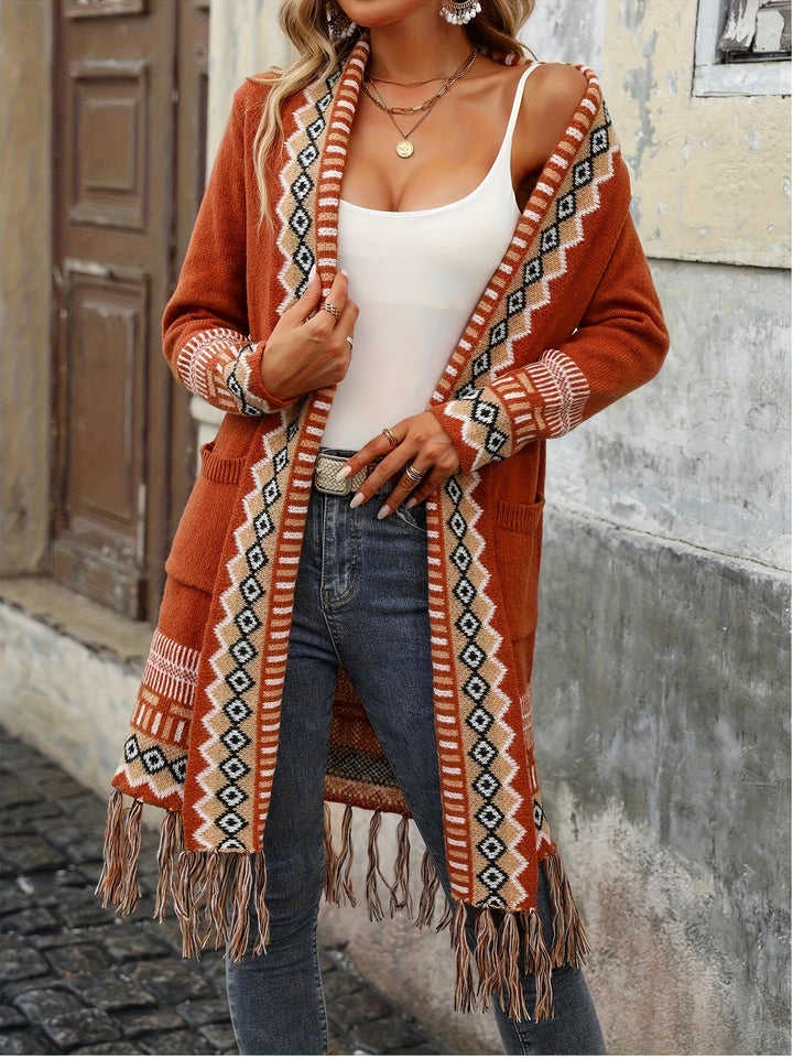 Freya™ – Boho Fringe Knit Cardigan