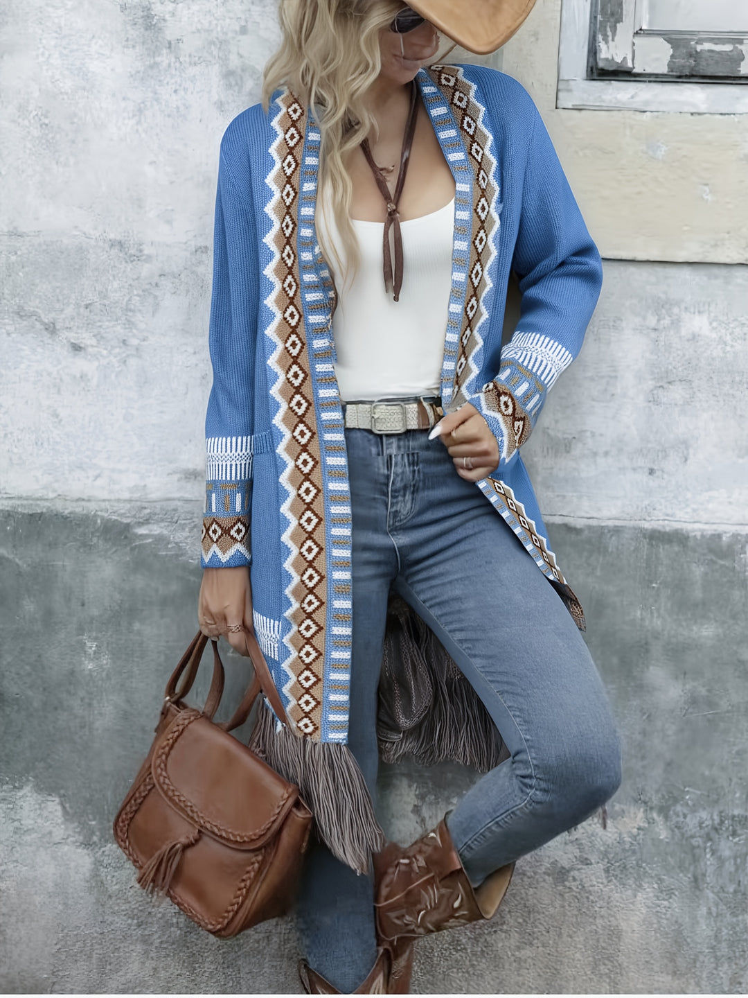 Freya™ – Boho Fringe Knit Cardigan