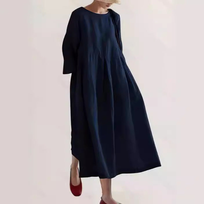 Luna - Loose Linen Dress with Side Pockets