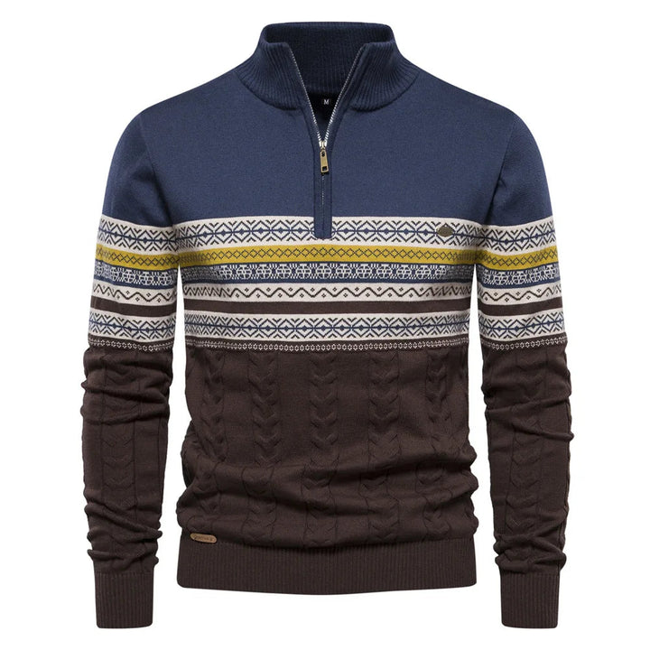 Henry - Stylish Fair Isle Half Zip Sweater