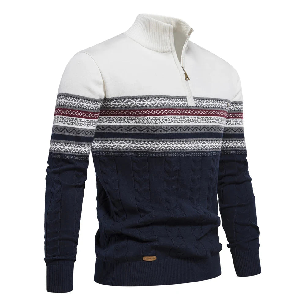 Henry - Stylish Fair Isle Half Zip Sweater
