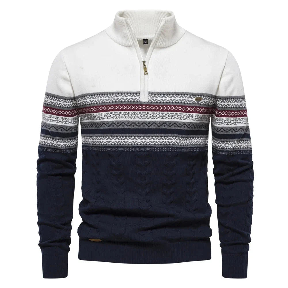 Henry - Stylish Fair Isle Half Zip Sweater