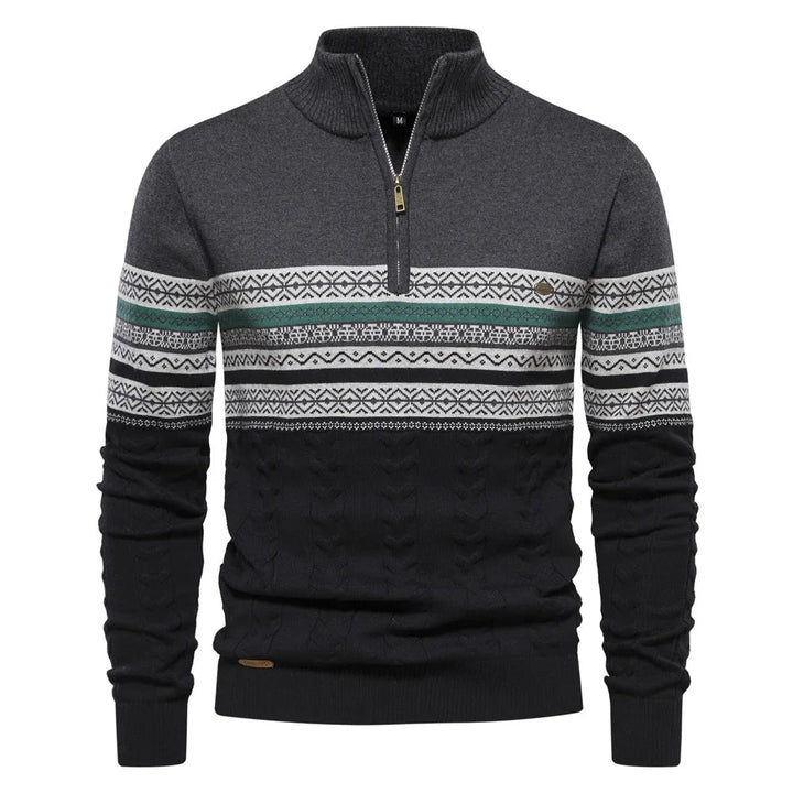 Henry - Stylish Fair Isle Half Zip Sweater
