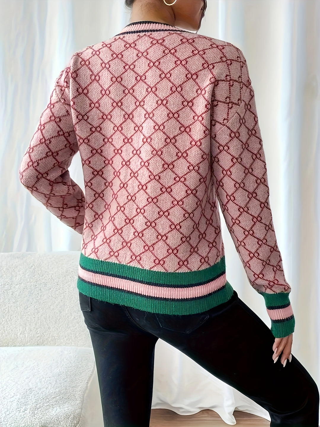 Elodie™ – Geometric Knit Sweater