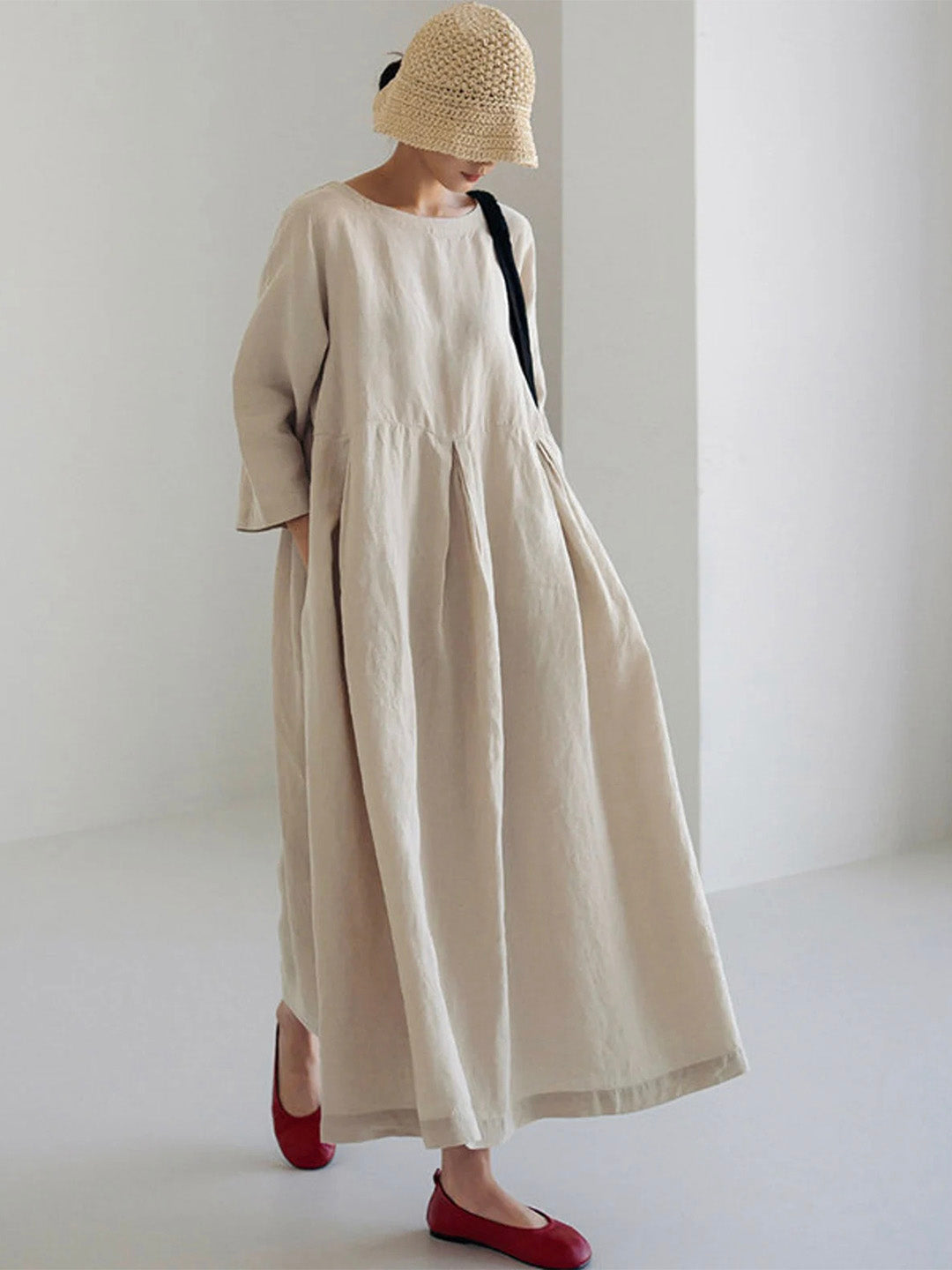 Luna - Loose Linen Dress with Side Pockets