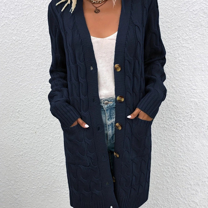 Emilia™ – Long V-Neck Knit Cardigan
