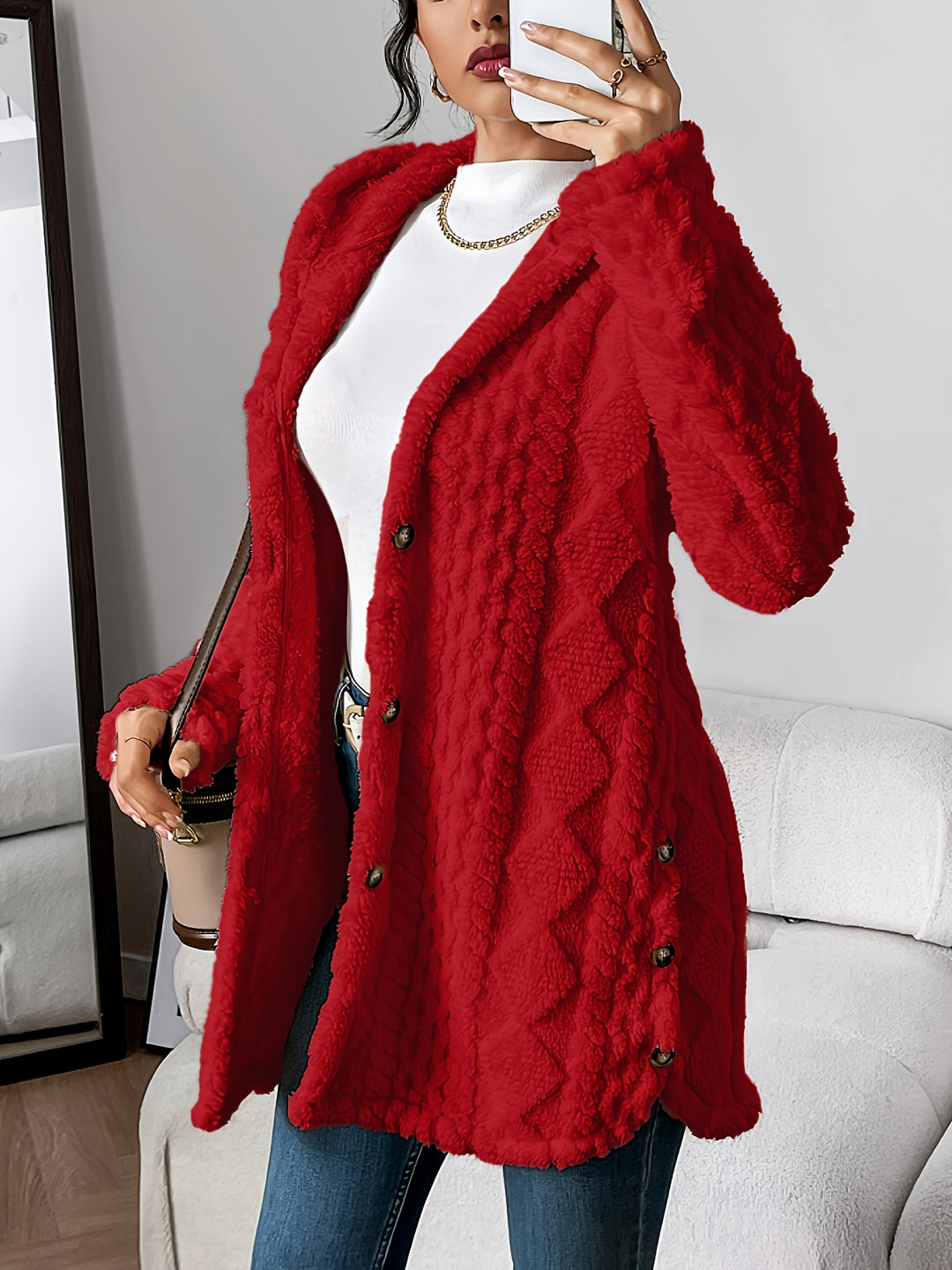 Brielle™ – Plush Hooded Cardigan Coat