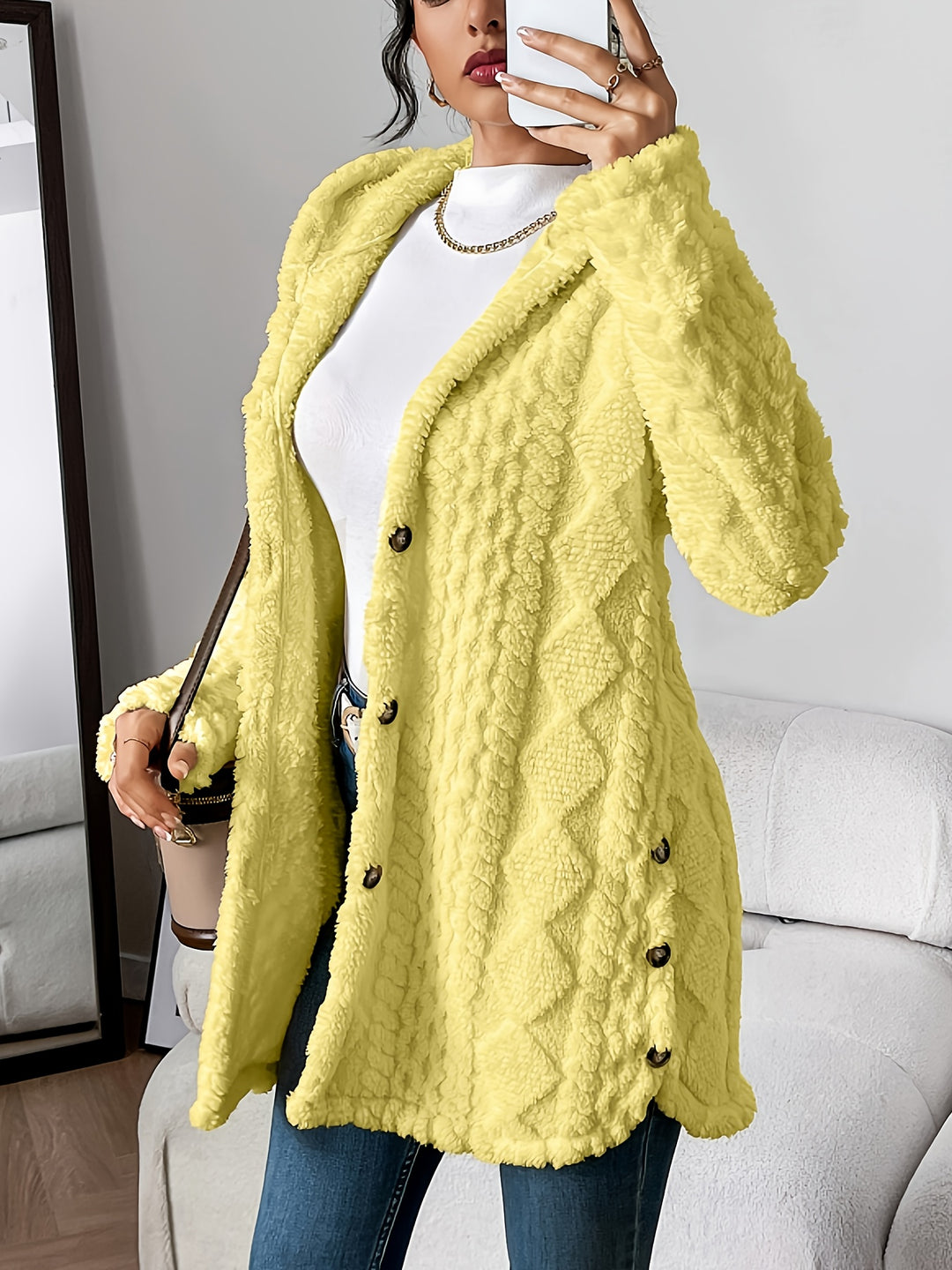 Brielle™ – Plush Hooded Cardigan Coat