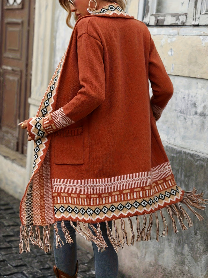 Freya™ – Boho Fringe Knit Cardigan